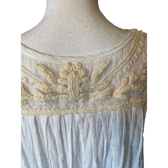 Anthropologie Meadow Rue Top XL Shirt Blouse White Embroidered Sleeveless NEW - Picture 8 of 14